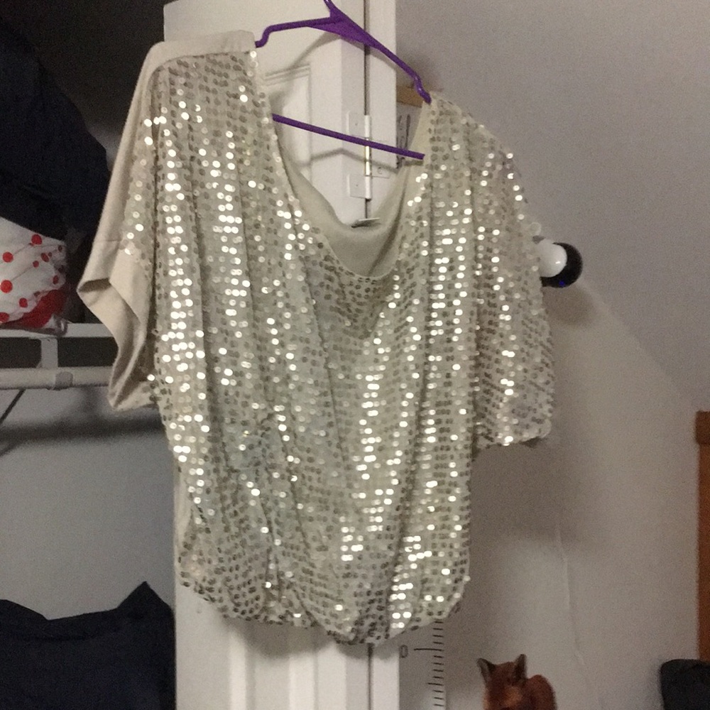 Charlotte Russe size XL tan sequined crop top
